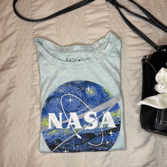 Fifth Sun Tops - 🛑NASA blue and white tie dye t-shirt